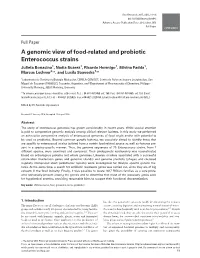 A Genomic View of Food-Related and Probiotic Enterococcus Strains