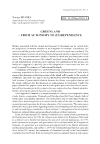 Greenland – from Autonomy to (In)Dependence