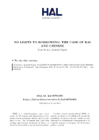 NO LIMITS to BORROWING: the CASE of BAI and CHINESE Yeon-Ju Lee, Laurent Sagart