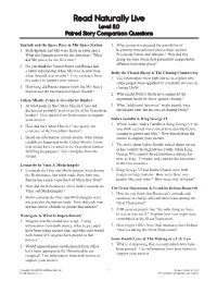 Read Naturally Live Level 8.0 Comparison Questions