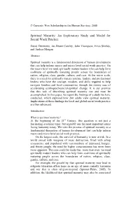 Spiritual Maturity: an Exploratory Study and Model for Social Work Practice