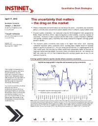 The Uncertainty That Matters Quantitative Strategists – the Drag on the Market Joseph J