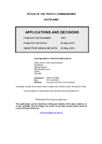Applications and Decisions: Scotland: 2 May 2016