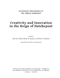 Creativity and Innovation in the Reign of Hatshepsut