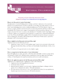 Humanity in Action Fellowship Information Sheet Adapted From