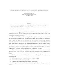Possible Mathematical Formulation of Liquidity Preference Theory