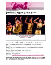 Sean Dorsey's Message to Trans, Gender- Nonconforming & Queer