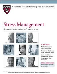 Stress Management Approaches for Preventing and Reducing Stress