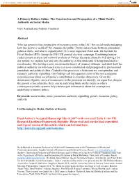 The Construction and Propagation of a Think Tank's Authority on Social