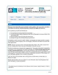 Consent and Participation Information Sheet Guidance