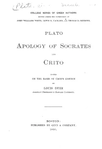 Plato Apology of Socrates and Crito