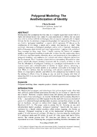 Polygonal Modeling: the Aestheticization of Identity