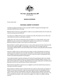 The Hon. Scott Morrison MP MEDIA STATEMENT NATIONAL CABINET