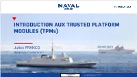 Introduction Aux Trusted Platform Modules (Tpms)