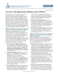 Overview: the Department of Defense and COVID-19