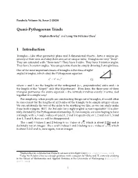 Quasi-Pythagorean Triads 1 Introduction