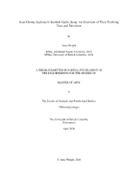 Seist Chorus Sections in Scottish Gaelic Song: an Overview of Their Evolving Uses and Functions