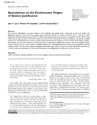 Speculations on the Evolutionary Origins of System Justification