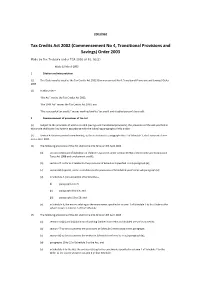 Tax Credits Act 2002 (Commencement No 4, Transitional Provisions and Savings) Order 2003