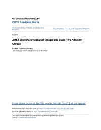 Zeta Functions of Classical Groups and Class Two Nilpotent Groups