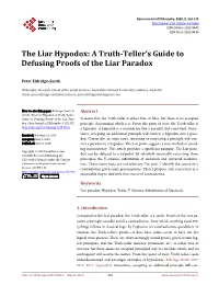 A Truth-Teller's Guide to Defusing Proofs of the Liar Paradox
