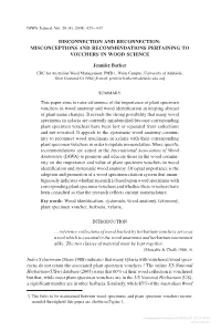 DISCONNECTION and RECONNECTION: MISCONCEPTIONS and RECOMMENDATIONS PERTAINING to VOUCHERS in WOOD SCIENCE Jennifer Barker This P