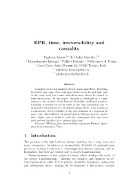 EPR, Time, Irreversibility and Causality