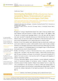 Genotyping Analysis of Mycobacterium Leprae Isolated In