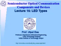 Lecture 16: LED Types Semiconductor Optical Communication