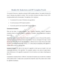 Module 34: Reductions and NP-Complete Proofs