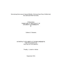 Normalizing Discourses of Upward Mobility: Working Class Roots, Motherhood, and Idealized White Femininity