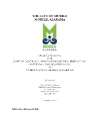 Project Manual for Service Contract – Fire Extinguishers - Inspection, Servicing, and Maintenance at Various City of Mobile Locations