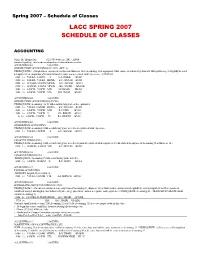 Spring Class Schedule a to B