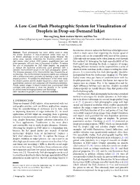 A Low-Cost Flash Photographic System for Visualization of Droplets