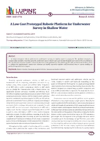A Low Cost Prototypal Robotic Platform for Underwater Survey in Shallow Water