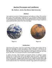Aeolian Processes and Landforms