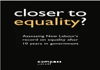 Assessing New Labour's Record on Equality After 10 Years in Government