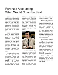 Forensic Accounting: What Would Columbo Say?