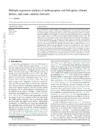 Multiple Regression Analysis of Anthropogenic and Heliogenic Climate Drivers, and Some Cautious Forecasts a Frank Stefani