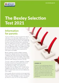 The Bexley Selection Test Leaflet