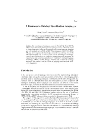 A Roadmap to Ontology Specification Languages