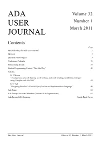 Ada User Journal 2 Editorial 3 Quarterly News Digest 5 Conference Calendar 30 Forthcoming Events 37 Student Programming Contest “The Ada Way” 40 Articles B