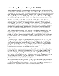 Andrew Carnegie, Excerpts from "The Gospel of Wealth" (1889) Andrew