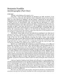 Benjamin Franklin Autobiography (Part One)