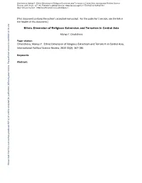 Ethnic Dimension of Religious Extremism and Terrorism in Central Asia Central in Terrorism Extremism and of Religious Dimension Ethnic 2010