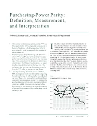 Purchasing-Power Parity: Deﬁnition, Measurement, and Interpretation