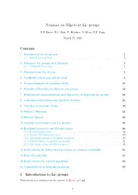 Seminar on Nilpotent Lie Groups