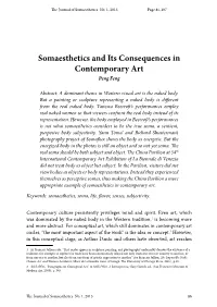 Somaesthetics and Its Consequences in Contemporary Art Peng Feng
