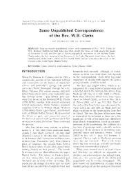 Some Unpublished Correspondence of the Rev. W.B. Clarke D.F