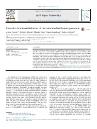 Towards a Functional Definition of the Mitochondrial Human Proteome